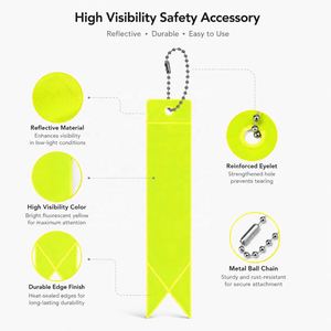 Étiquette réfléchissante haute visibilité pour sac d'école, réflecteur de sécurité nocturne, porte-clés, pendentif en PVC souple jaune fluo pour enfants - Product Image 4