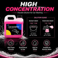 Shampooing auto haute concentration OEM, marque privée, liquide rose, savon de nettoyage pour voitures, fourniture d'usine