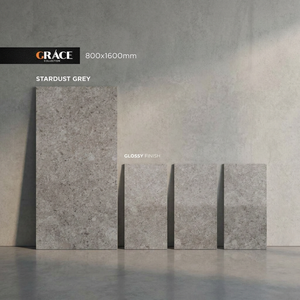 Roman Graphite 800x1600mm Glossy Terrazzo Porcelain Ceramic Tiles Grey Urban Design For Commercial Projects - Product Image 3
