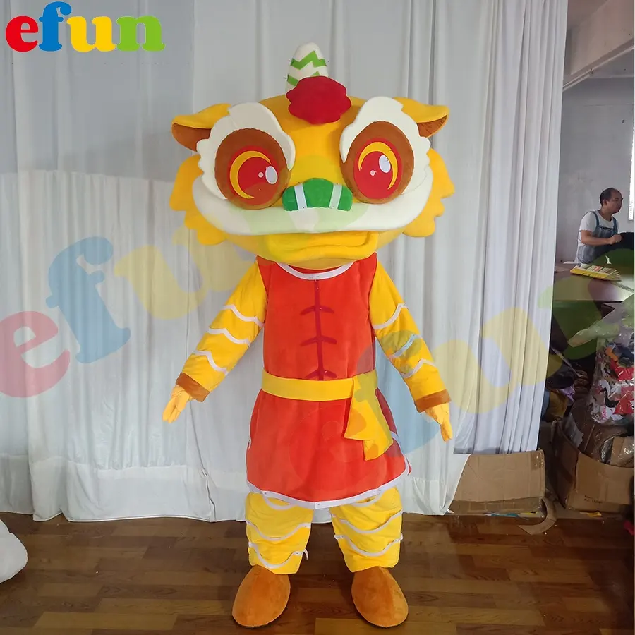 Efun MOQ 1 Stück individueller chinesischer traditioneller Drachen-Tanz Löwen-Tanz Maskottchenkostüm niedliche Kopfbedeckung Löwen und Drachenköpfe zu verkaufen