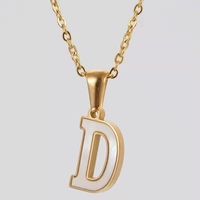 Collar de Moda de Acero Inoxidable con Baño de Oro/Platino de 18K, Colgante con Letra Inicial del Alfabeto, 26 Letras Disponibles, para Mujer, 18 Pulgadas