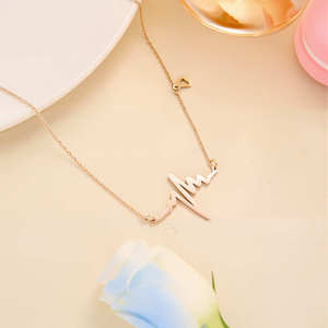 Collier pendentif en acier inoxydable en forme de cœur électrocardiogramme, unisexe, sportif, simple, assorti à tout, chaîne de clavicule, bijoux tendance - Product Image 5