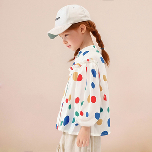 Blusa con volantes y estampado <span class=keywords><strong>de</strong></span> lunares coloridos <span class=keywords><strong>para</strong></span> <span class=keywords><strong>niñas</strong></span>, camisa informal con botones y <span class=keywords><strong>manga</strong></span> <span class=keywords><strong>larga</strong></span> <span class=keywords><strong>para</strong></span> niños - Product Image 6