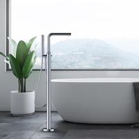 Mitigeur de douche sur pied HOMEDEC HD-0801C en laiton avec jet de pluie, cartouche céramique, finition chromée, robinetterie moderne