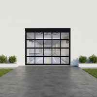Porte de garage pliante minimaliste en verre, système de panneaux à cadre en aluminium transparent pour espace intérieur de cuisine moderne
