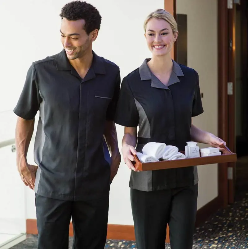 New Design High Quality Unisex Hotel Restaurant Uniform Suits for Waiters and Waitress Hotel Work Uniforms