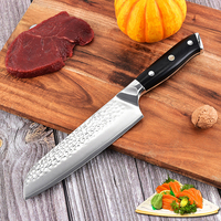 Grandsharp — couteau de Chef professionnel en acier, miroir, Santoku en acier, damas avec manche G10
