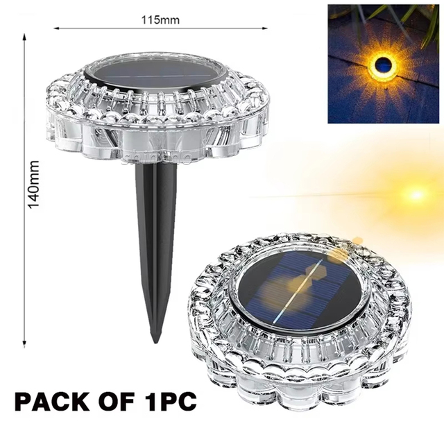 Warm White Solar Disk Ground Light Dusk to Dawn Garden Pathway Decorative Outdoor Waterproof LED Solar Landscape Light