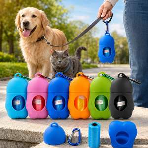 Distributeur de sacs biodégradables pour déjections animales de compagnie, support en plastique personnalisé avec mousqueton pour la promenade des chiens - Product Image 1