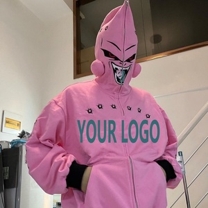 Ventes en gros de sweats à capuche surdimensionnés à fermeture éclair intégrale en molleton de coton chenille avec logo personnalisé brodé pour hommes - Product Image 1