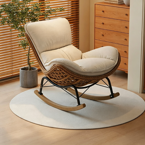 Fauteuil à bascule en cuir <span class=keywords><strong>Letao</strong></span> Tao avec motif pied-de-poule, design moderne, meubles confortables pour le salon - Product Image 1