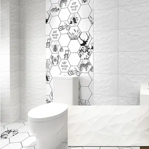Glasierte 300x600mm weiße Welle Effekt Keramik Innen Bad Wandfliesen Gewicht Backs plash Industrie Wand für Wände billig