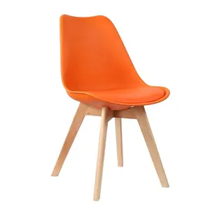 客厅椅子，带Pu坐垫Sillas De comeedor塑料天鹅绒咖啡厅家居家具椅木制郁金香餐椅