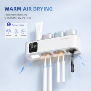 Auto Sensing UVC <b>Toothbrush</b> Sanitizers Detachable Warm Drying <b>Toothbrush</b> <b>Holder</b> with Time Display and Night Light - Product Image 6