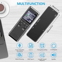 Enregistreur vocal numérique noir 32 Go, réduction de bruit professionnelle, longue durée de vie de la batterie, boîtier métallique, enregistrement à une touche, lecteur MP3 portable