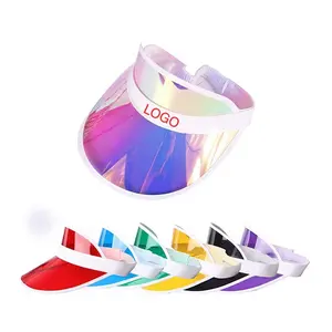 Promotie Zomer UV-Bescherming Custom Zwarte Hoofdband Plastic Golf Running Pvc Zonneklep Caps Promotie Hoeden