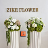 ZIKE - Composition florale artificielle de roses et d'hortensias blancs de haute qualité, centre de table de mariage, décoration verte, décor de toile de fond pour événements