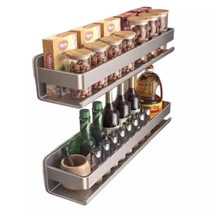 Portaspezie da Cucina Multistrato Senza Foratura in <span class=keywords><strong>Metallo</strong></span> con Ripiano per Coltelli, Olio, Sale, Salsa di Soia - Product Image 2