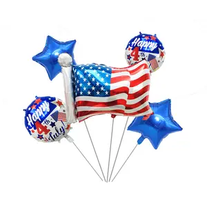 طقم بالونات للزينة في عيد الاستقلال الأمريكي بالون من رقائق الفويل للحفلات نموذج علم الولايات المتحدة بالونات للاحتفال باليوم الوطني للولايات المتحدة