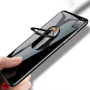 OEM tahan angin logo kustom USB telepon elektronik penutup belakang ringan casing ponsel dengan koil USB pemantik isi ulang