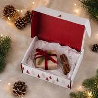 Caja de Cartón Corrugado Cuadrada para Envíos con Logotipo Personalizado, Diseño Festivo de Árbol de Navidad, Interior Verde, Impresión a Todo Color