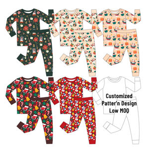 بيجامات ويوي لعيد الميلاد مصنوعة من 95% خيزران و5% سباندكس، قمصان بأكمام طويلة وسراويل رياضية للأطفال والفتيات والأولاد، طقم من قطعتين مريح وقابل للتنفس - Product Image 1