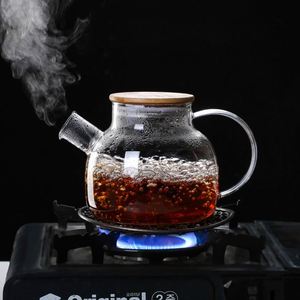 Théière en verre borosilicate de haute qualité, personnalisable, en gros, 1000 ml/1800 ml, avec bec verseur filtrant amovible et couvercle en bambou - Product Image 6