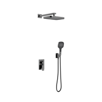 Ensemble de douche encastré en laiton BLSJ, effet pluie, luxe, avec mitigeur carré et commande facile