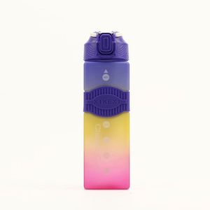 Botella de agua deportiva de plástico PC cuadrada de 1000 ml (32 oz) con marcador de tiempo, pajita y diseño degradado de color, ideal para fitness y gimnasio. - Product Image 3