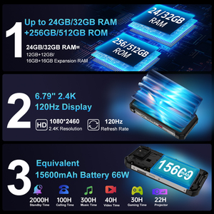 Smartphone robuste Unihertz 3S 5G LTE avec projecteur, 6,79 Go de RAM, 128/256/512 Go de stockage, batterie 15600 mAh, charge rapide 66 W, IP68 - Product Image 6