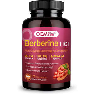 Suplementos Herbales OEM, Clorhidrato de Berberina HCL, Cápsulas de Berberina para Adultos, No Aptas para Niños o Mujeres Embarazadas - Product Image 1