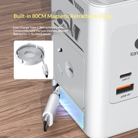 Stop Kontak Portabel Rumah Tangga dengan Colokan UK PD 65W Multi Port USB Pengisi Daya Cepat untuk Kantor dan Meja Kerja dengan Kabel Data Independen