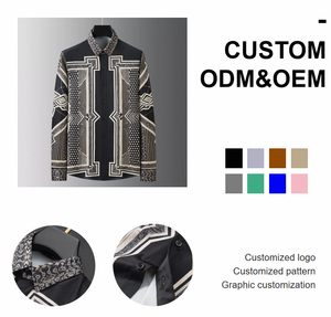 秋冬高品質コットンカジュアルシャツ男性用3Dデジタルプリント刺繍長袖ワーク春用しわ防止 - Product Image 3