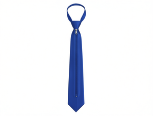 Corbata con cremallera azul zafiro de 7.5cm x 35cm, accesorio de moda formal de poliéster para hombre - Product Image 1