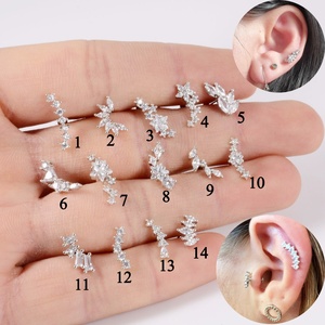 Stella della moda carino zircone <span class=keywords><strong>orecchini</strong></span> 20G Piercing in acciaio inox per le donne per la festa di nozze elica <span class=keywords><strong>lobo</strong></span> Conch orecchino Piercing - Product Image 2