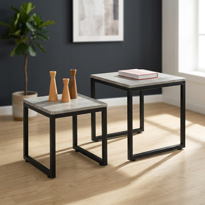 Perfect Balance Modern Nesting Coffee <b>Tables</b> Faux <b>Marble</b> Top Metal Frame Living Room Furniture Set - Product Image 5