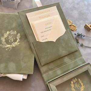 Customized pink velvet gold <b>embossed</b> invitation set for wedding trousseau acrylic wedding vows <b>card</b> - Product Image 4