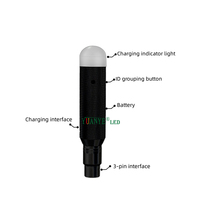 Yuanyeled YY-DMX006 Console DMX512 2.4G Récepteur sans fil noir avec batterie 600mAh 3W-5W Portée de fonctionnement de 500m Durée d'utilisation de 16h