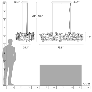 Lampu Gantung LED Linear Kaca Tebal Transparan Modern Elegan Amerika untuk Ruang Tamu Meja Makan Pulau Dapur - Product Image 6