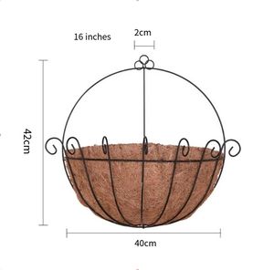 Cestas colgantes de palma de coco de 5-16 pulgadas, decoración artística, cesta de flores de Metal montada en la pared, balcón, flores, <span class=keywords><strong>maceta</strong></span> para plantas de hierba - Product Image 6