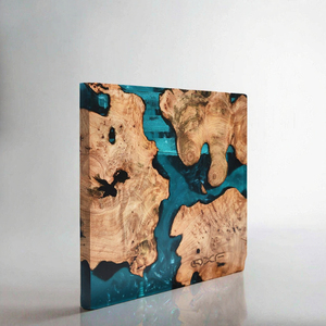 Bloc à couteaux de cuisine personnalisé haut de gamme avec base antidérapante en résine époxy et bois, design rivière magnétique, épaisseur 2,0 cm, forme rectangulaire - Product Image 3