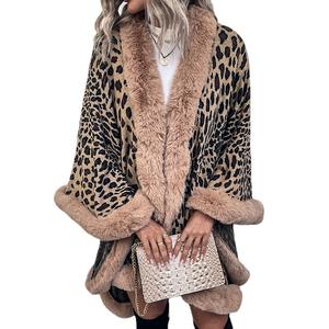 Autunno inverno 2023 <span class=keywords><strong>collo</strong></span> in pelliccia di leopardo maglia <span class=keywords><strong>scialle</strong></span> maglione caldo cappotto <span class=keywords><strong>Cardigan</strong></span> donna - Product Image 5