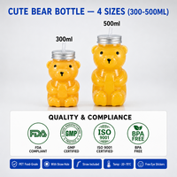 Bouteille de jus en plastique en forme d'ours de 500 ml, bouteille transparente pour boissons, bouteille de thé au lait avec trou, couvercle en aluminium