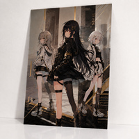 Affiches d'art numérique anime sur mesure en or rose/cuivre, impression sur feuille de précision, pelliculage brillant, petite tirée, pour convention d'artistes