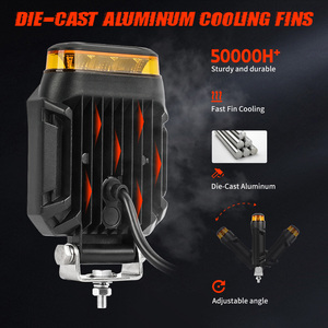 Sáng vuông 4inch e-mark lũ chùm nhấp nháy xe tải <span class=keywords><strong>LED</strong></span> làm việc ánh sáng cho xe máy kéo xe với 360 ° cảnh báo đèn nhấp nháy - Product Image 5