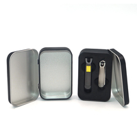 Boîte de rangement rectangulaire à charnières en fer blanc recyclable, couleur noir/argent, OEM/ODM disponible, emballage en sac OPP