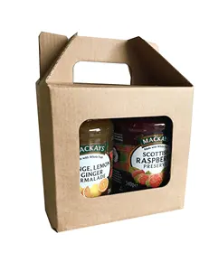 Die-cut handle corrugated paper carton boxes for fruit jams gift pack
