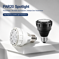 Ampoule LED PAR20, culot E26 E27, boîtier en aluminium, CRI 90, éclairage d'appoint intérieur réglable, économie d'énergie
