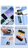 Batterie externe détachable 10000mAh avec câble intégré, charge rapide 22.5W, chargeur portable ultra-plat