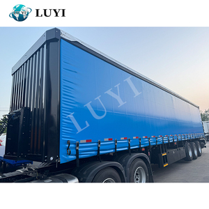 Nouvelle semi-<span class=keywords><strong>remorque</strong></span> robuste à 3 essieux en acier avec bâche en PVC et rideaux latéraux, pneus 12R22.5, remorques de camionnette de <span class=keywords><strong>haute</strong></span> qualité en promotion - Product Image 5